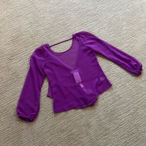 YA Los Angeles Purple Open Back Long Sleeve Blouse